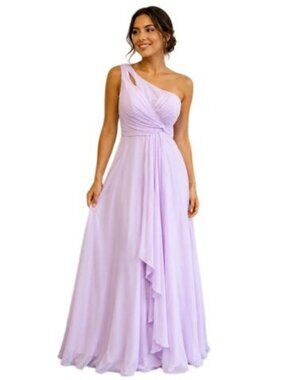 One-Shoulder Womens purple Draped Bodice corset party Maxi Dress Size 2